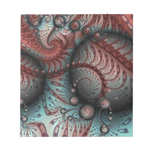 Bloc-note Abstrait Fantaisie Vive Art Fractal Brun Bleu (Devant)