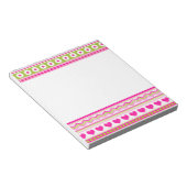 Bloc-note Abstrait motif vert rose + points fleurs coeurs (Incliné)