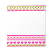Bloc-note Abstrait motif vert rose + points fleurs coeurs (Devant)