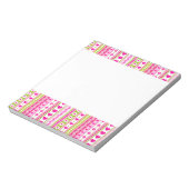 Bloc-note Abstrait motif vert rose + points fleurs coeurs (Tourné)