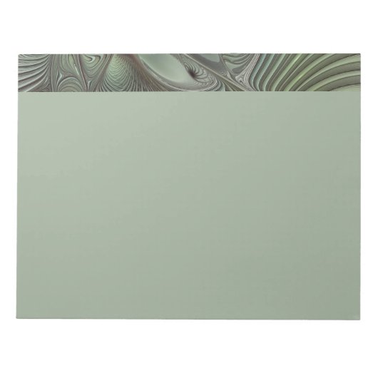 Bloc-note Abstrait Olive Sage Vert Gris Art Fractal Fantaisi (Devant)