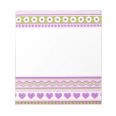 Bloc-note Abstrait vert pourpre motif + points fleurs coeur (Devant)