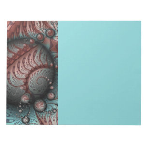 Bloc-note Abstrait Vivante Fantaisie Art Fractal Brun Bleu