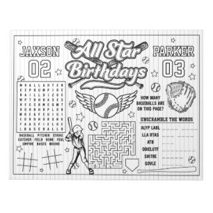 Bloc-note Activité de coloriage de base-ball en commun