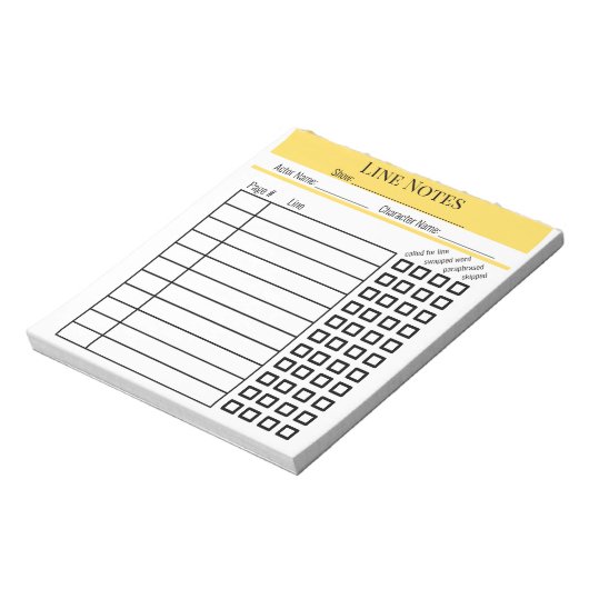 Bloc-note Actor Line Notes chart notepad (Tourné)