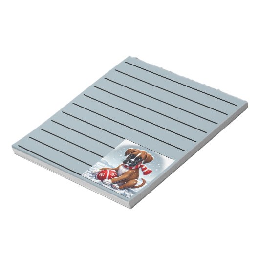 Bloc-note Adorable Boxer Puppy dans le paysage neigeux (Tourné)