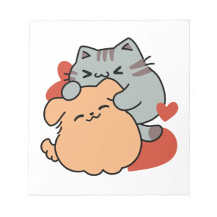 Bloc-note Adorable chat et chien Hug - Meow & Woof Design