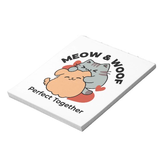 Bloc-note Adorable chat et chien Hug - Meow & Woof Design (Tourné)