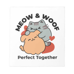 Bloc-note Adorable chat et chien Hug - Meow & Woof Design
