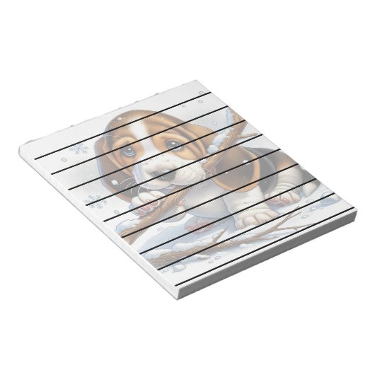 Bloc-note Adorable Chiot tenant un bâton moelleux (Incliné)