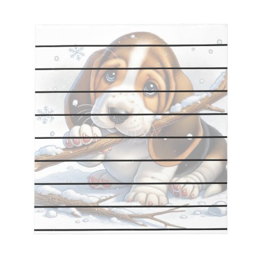 Bloc-note Adorable Chiot tenant un bâton moelleux (Devant)