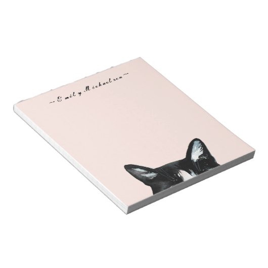 Bloc-note Adorable Curious Peeking Chat et ajouter le nom (Incliné)