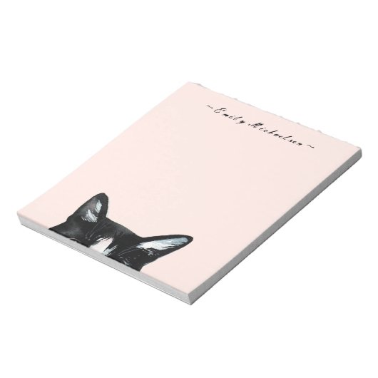 Bloc-note Adorable Curious Peeking Chat et ajouter le nom (Tourné)