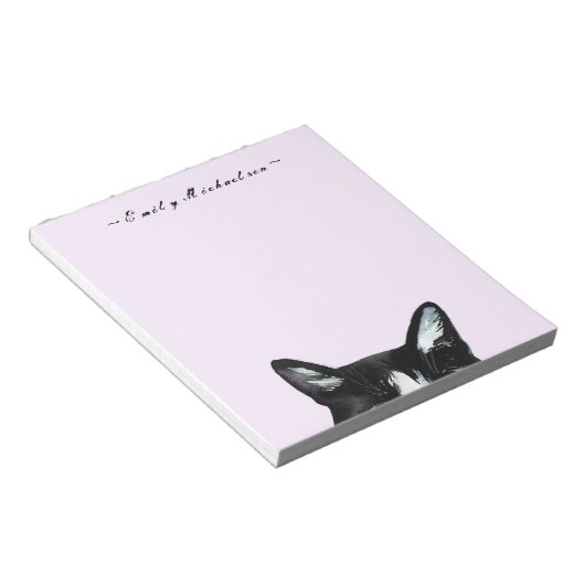 Bloc-note Adorable Curious Peeking Chat et ajouter le nom (Incliné)