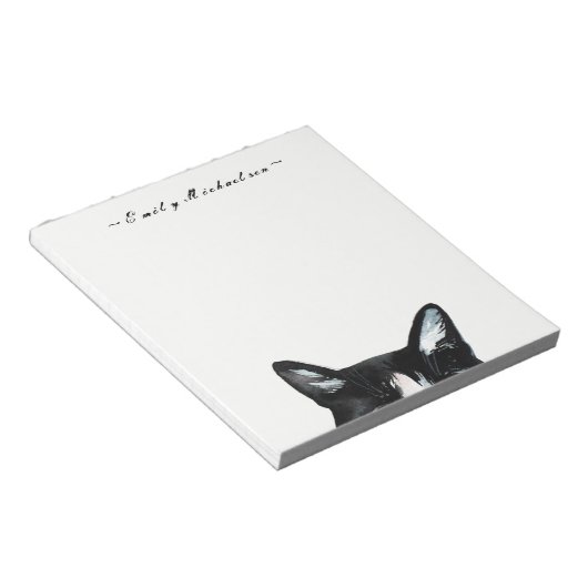 Bloc-note Adorable Curious Peeking Chat et ajouter le nom (Incliné)