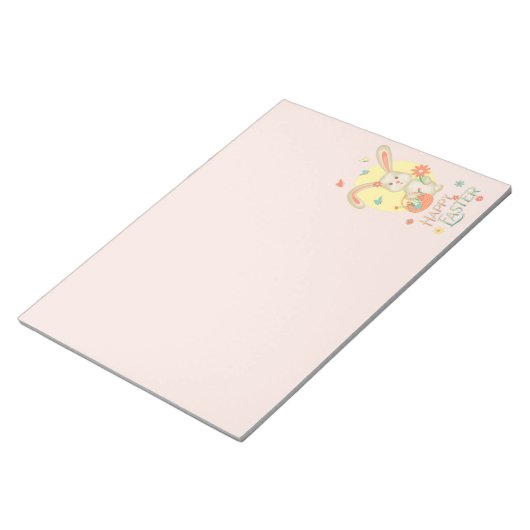 Bloc-note Adorable Lapin Joyeux Pâques Blush Rose (Incliné)