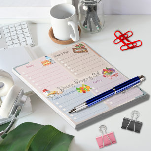 Bloc-note Adorable liste d'épicerie multicolore