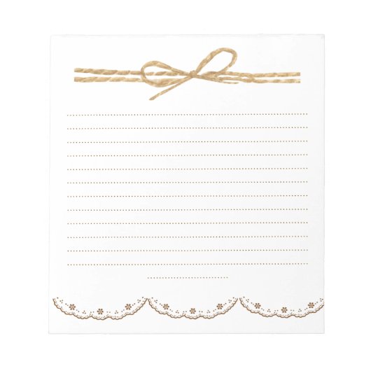 Bloc-note Adorable natural background with lace brown white (Devant)