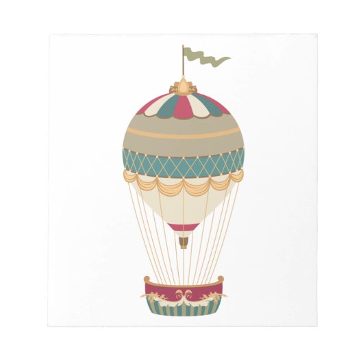 Bloc-note Adorable Steampunk Hot Air Balloon avec drapeau (Devant)