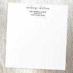 Bloc-note Adresse personnalisée de script moderne simple<br><div class="desc">Ajoutez votre nom et votre adresse à ce design simple et minimaliste. Le nom de coque inférieur dans une police de script moderne ajoute une touche unique,  et contraste avec l'adresse sans serif propre.</div>