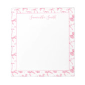 Bloc-note Aesthetic Pink Coquette Bow Custom Name  (Devant)
