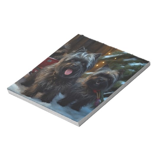 Bloc-note Affenpinscher Snowy Sleigh Ride Décor de Noël (Tourné)