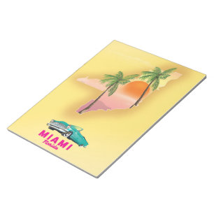 Bloc-note Affiche de carte illustrée de Miami Floride