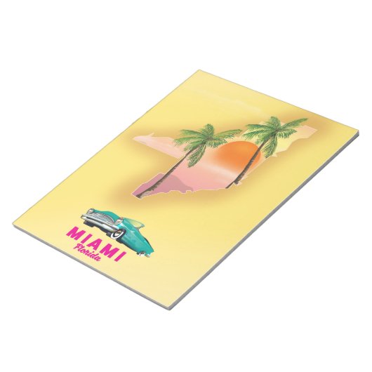 Bloc-note Affiche de carte illustrée de Miami Floride (Incliné)