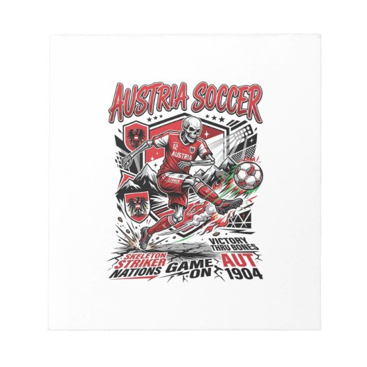Bloc-note Affiche de squelette de football d'Autriche Style (Devant)