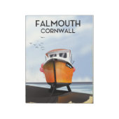 Bloc-note Affiche de voyage bateau de pêche Falmouth Cornwal (Tourné)