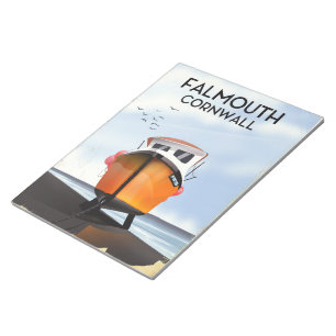 Bloc-note Affiche de voyage bateau de pêche Falmouth Cornwal