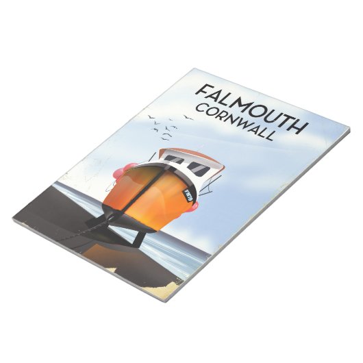 Bloc-note Affiche de voyage bateau de pêche Falmouth Cornwal (Incliné)