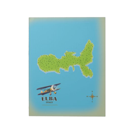 Bloc-note Affiche de voyage carte Elba Italie (Tourné)