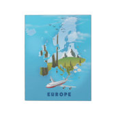 Bloc-note Affiche de voyage de paysage de carte d'Europe (Tourné)