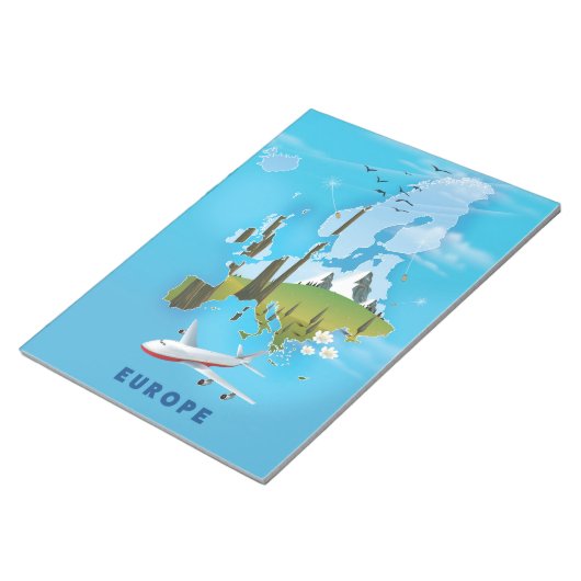 Bloc-note Affiche de voyage de paysage de carte d'Europe (Incliné)