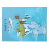 Bloc-note Affiche de voyage de paysage de carte d'Europe (Devant)