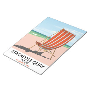 Bloc-note affiche de voyage de plage Stackpole Quay Wales