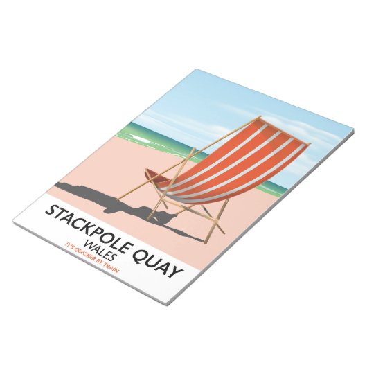 Bloc-note affiche de voyage de plage Stackpole Quay Wales (Incliné)