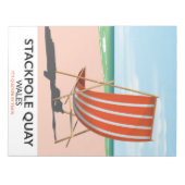Bloc-note affiche de voyage de plage Stackpole Quay Wales (Devant)