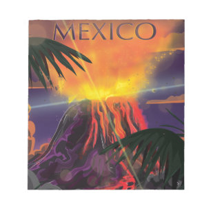 Bloc-note Affiche de voyage du volcan du Mexique