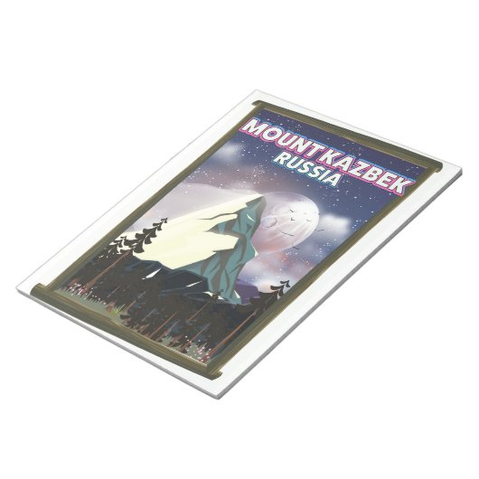 Bloc-note Affiche de voyage russe du Mont Kazbek. (Incliné)