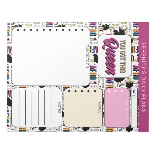 Bloc-note Afro Unicorn Bold Pattern (Devant)