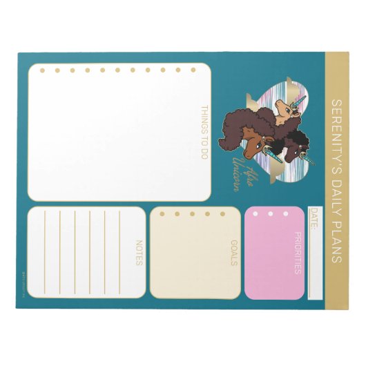 Bloc-note Afro Unicorn Trio Heart Design (Devant)