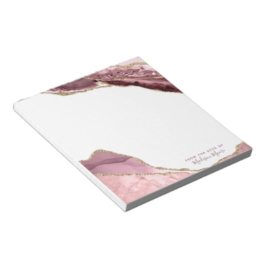 Bloc-note Agate De Broussage rose Et De Parties scintillant  (Incliné)