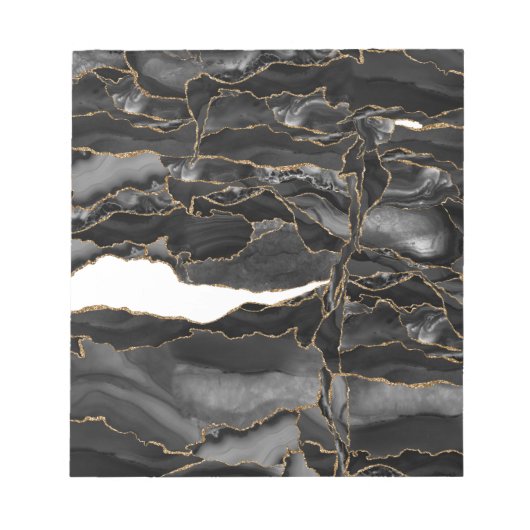 Bloc-note Agate Pailletée Noir et Or (Devant)