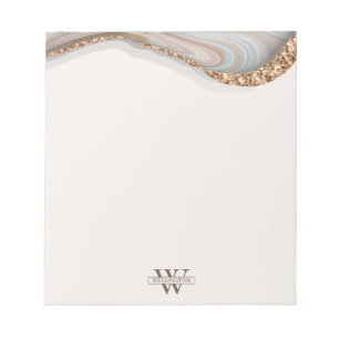 Bloc-note Agate Pierre Marbre Nom du monogramme