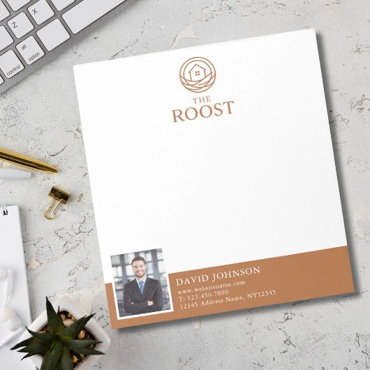 Bloc-note Agent Immobilier Logo Photo Professionnel Moderne