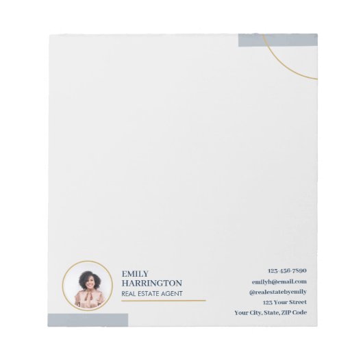 Bloc-note Agent immobilier Navy Fine Lines (Devant)