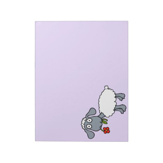 Bloc-note Agneau blanc mignon mouton avec Fleur rouge (Tourné)