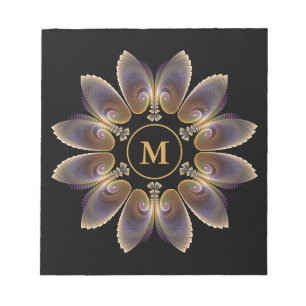 Bloc-note Ailes d'ange abstraites Mandala Fractale Monogramm